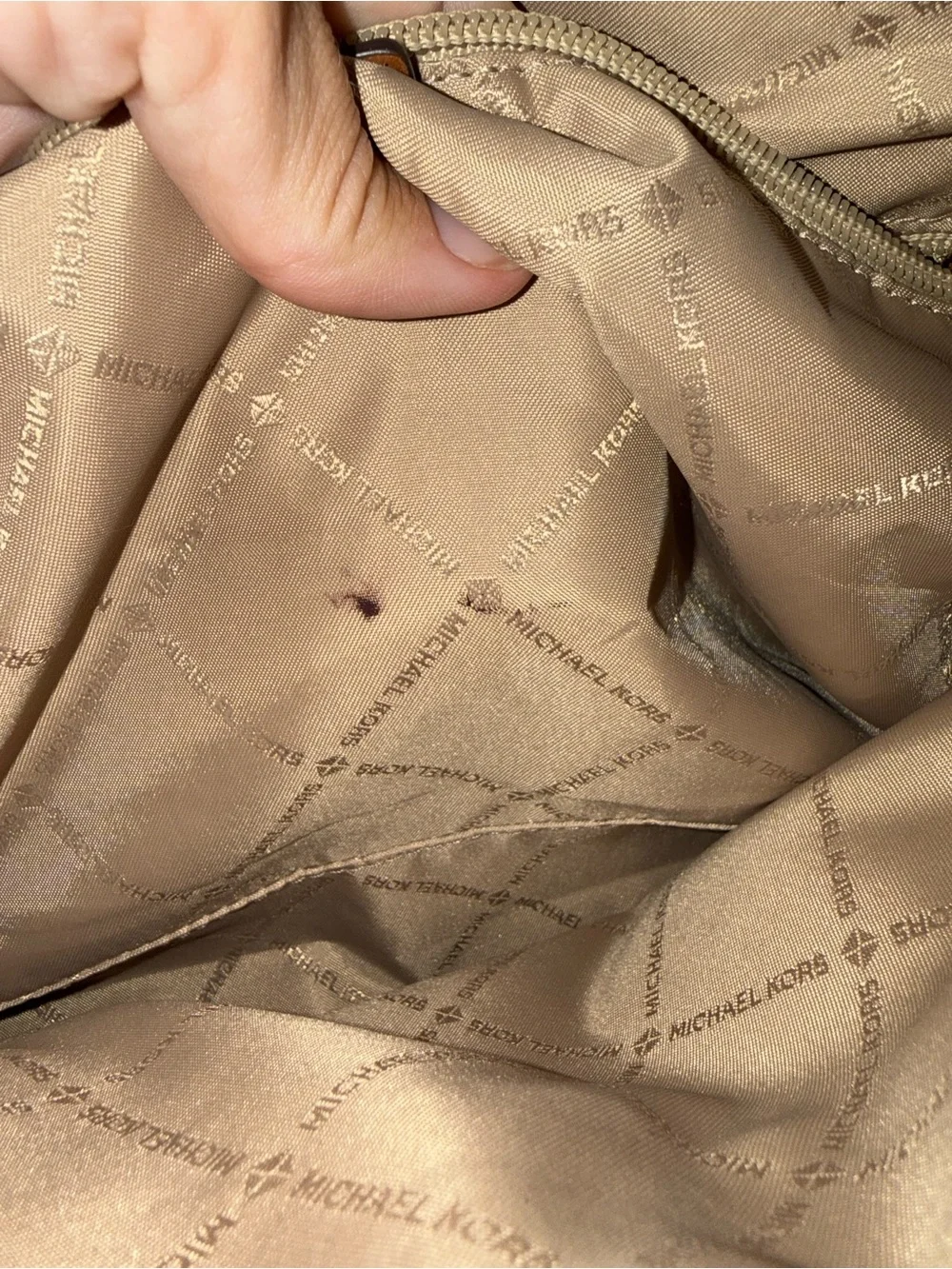 Michael Kors Brown and Tan Signature MK Tote with Gold Accent